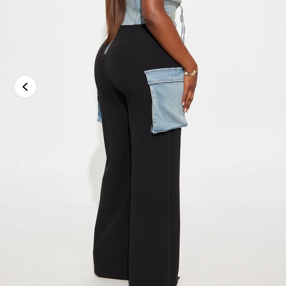 Women's Black and Blue Denim Corset jumpsuit - Picture 6 of 6